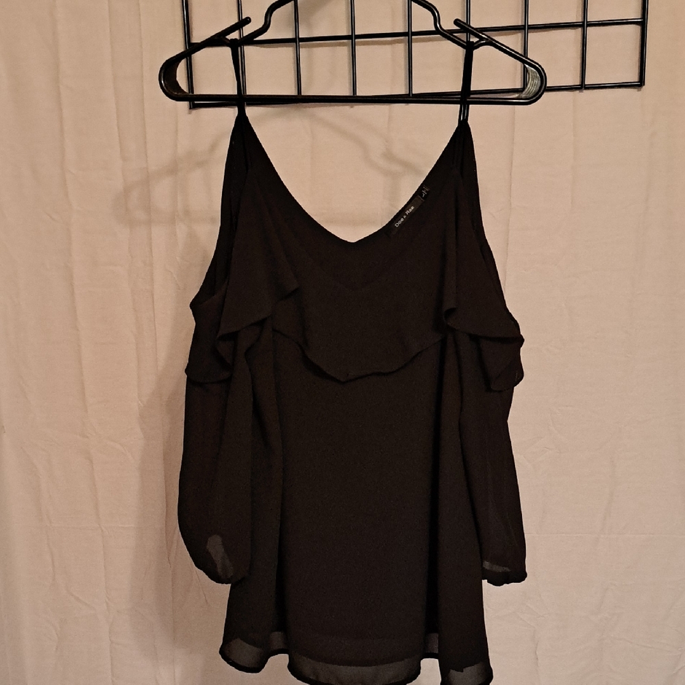Doe & Rae Black Ruffle Blouse